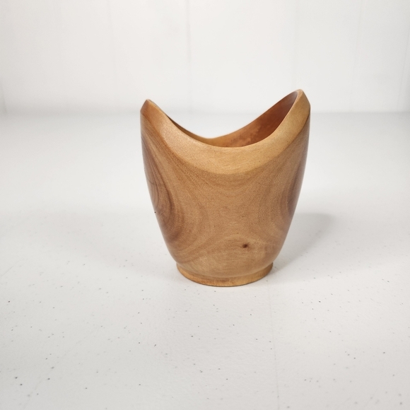 Miniature Danish Wood Egg Holder Trinket Dish Carved Vintage Decor MCM 3.75" - Picture 4 of 8